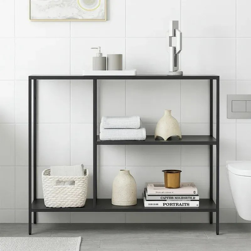 Mobile multiuso 80x80h cm in metallo grigio con vano e ripiani a giorno Jungle