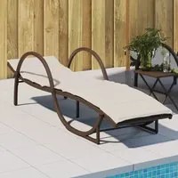 Lettino Prendisole con Cuscino Marrone 60x199x42 cm Polyrattan 368258