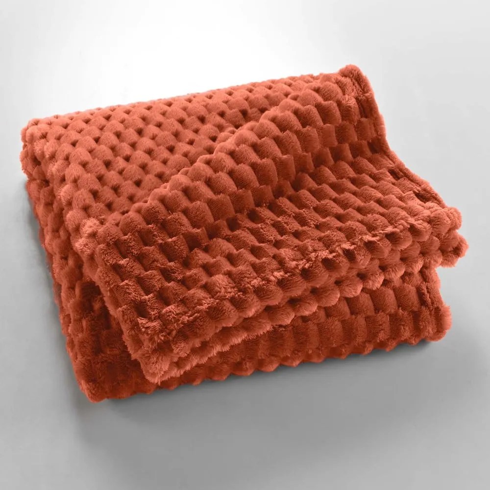 Coperta color terracotta in microflanella 125x150 cm Mini Frosty – douceur d'intérieur
