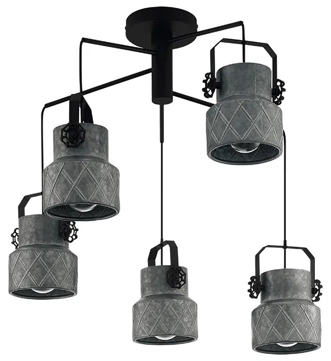 Lampadario Moderno Hilcott 5 Luci Pendenti Acciaio Nero