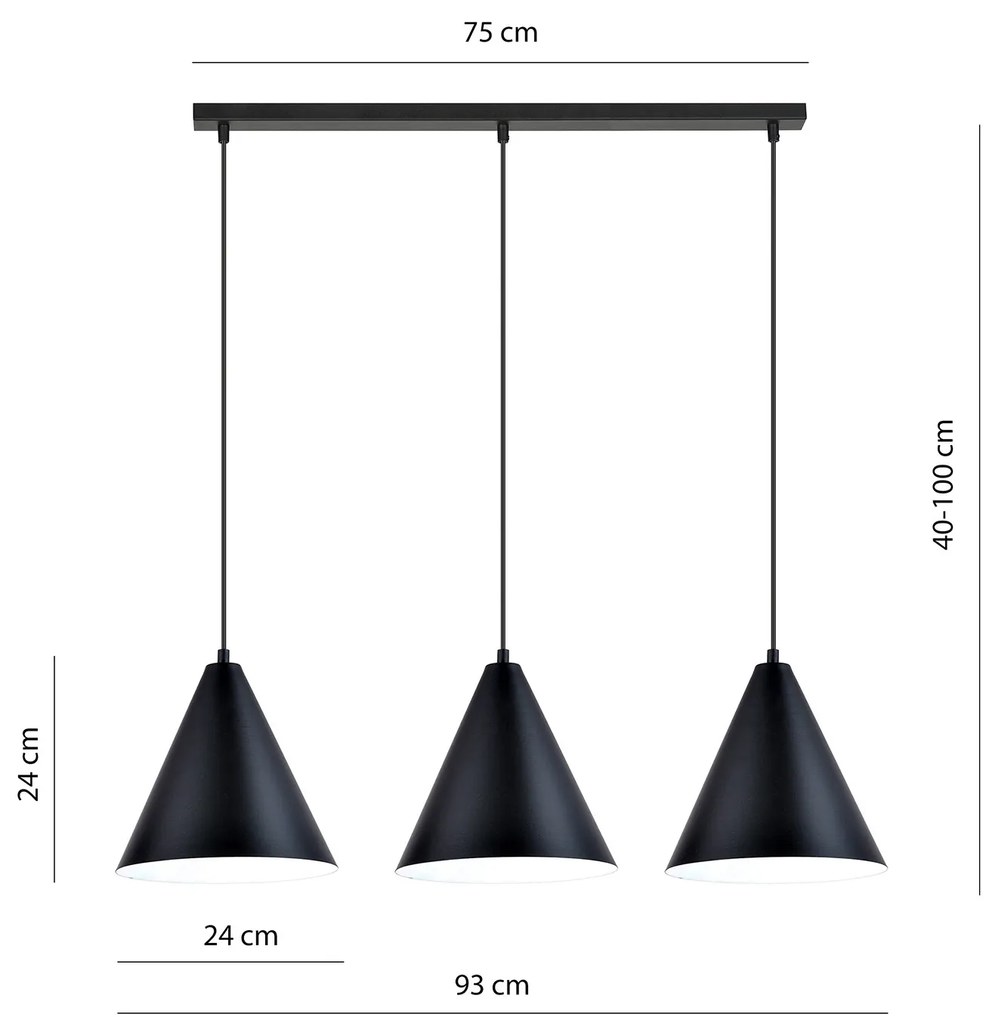 Sospensione Nordica Ninhursag 3 Luci In Acciaio Nero