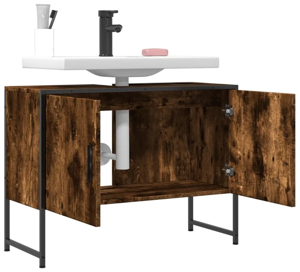 Mobile lavabo bagno rovere fumo 60x30x60 cm legno multistrato