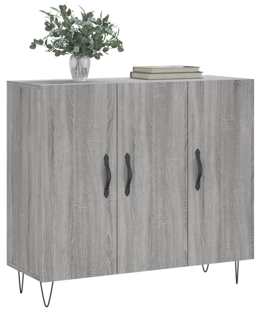 Credenza grigio sonoma 90x34x80 cm in legno multistrato