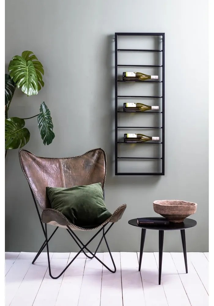 Portabottiglie in metallo nero da parete 42x120x6 cm Macaben - Light &amp; Living