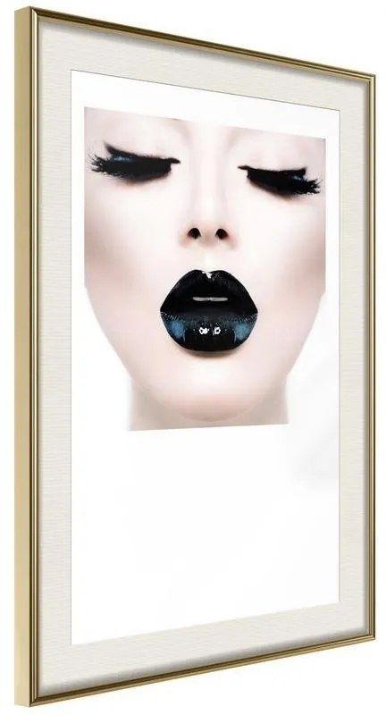 Poster  Black Lipstick  Cornice Quadri Cornice d'oro con passe-partout, Larghezza x Altezza Home decor 20x30