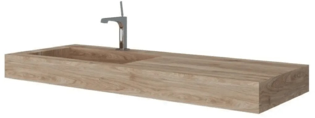 Lavabo Sospeso Con Vasca Asimmetrica a Sx 120x46 Cm Savini Due "Idea" Miele