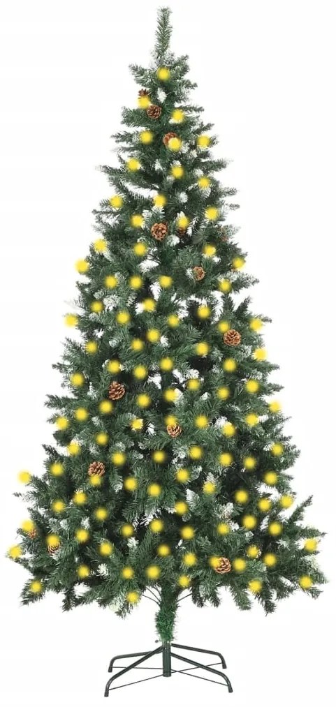 Albero di Natale Artificiale Preilluminato con Pigne, 210 cm / Artificiale