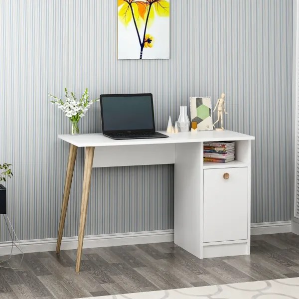 Tavolo da lavoro CANNAS 110x74 cm bianco/marrone