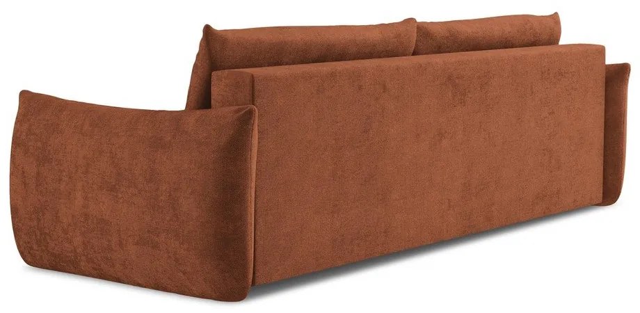 Divano color terracotta allungabile con rivestimento in ciniglia 230 cm Leila – Makamii