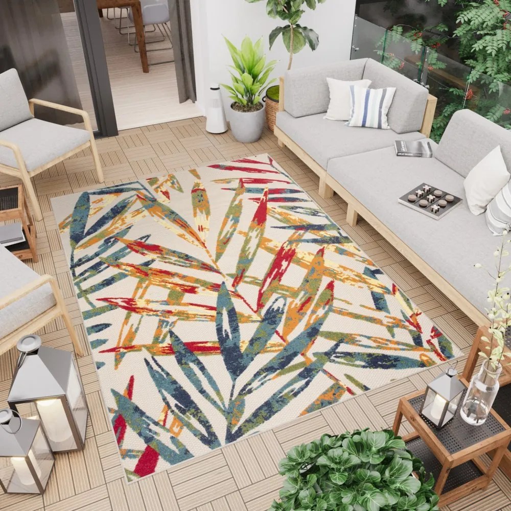 Tappeto da terrazza con motivo a fogliame colorato Šírka: 160 cm | Dĺžka: 230 cm