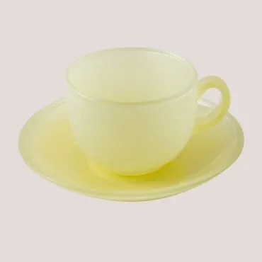 Confezione Da 4 Tazzine Caffè 15 Cl Con Piattino In Vetro Ainara Giallo - Sklum
