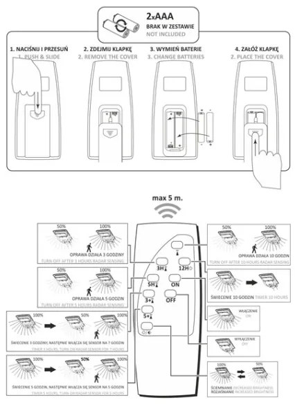 Lampada stradale solare LED con sensore STREET 2xLED/6W/3,2V IP65 + +TC