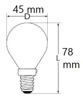 Lampada LED E14 6W, G45, 105lm/W Colore  Bianco Caldo 2.700K