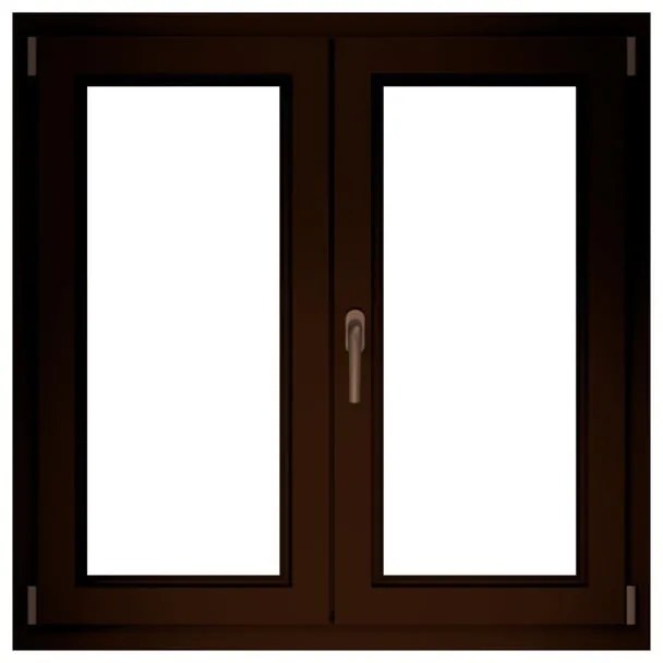Finestra in PVC noce L 120 x H 120 cm, 2 ante apertura a destra
