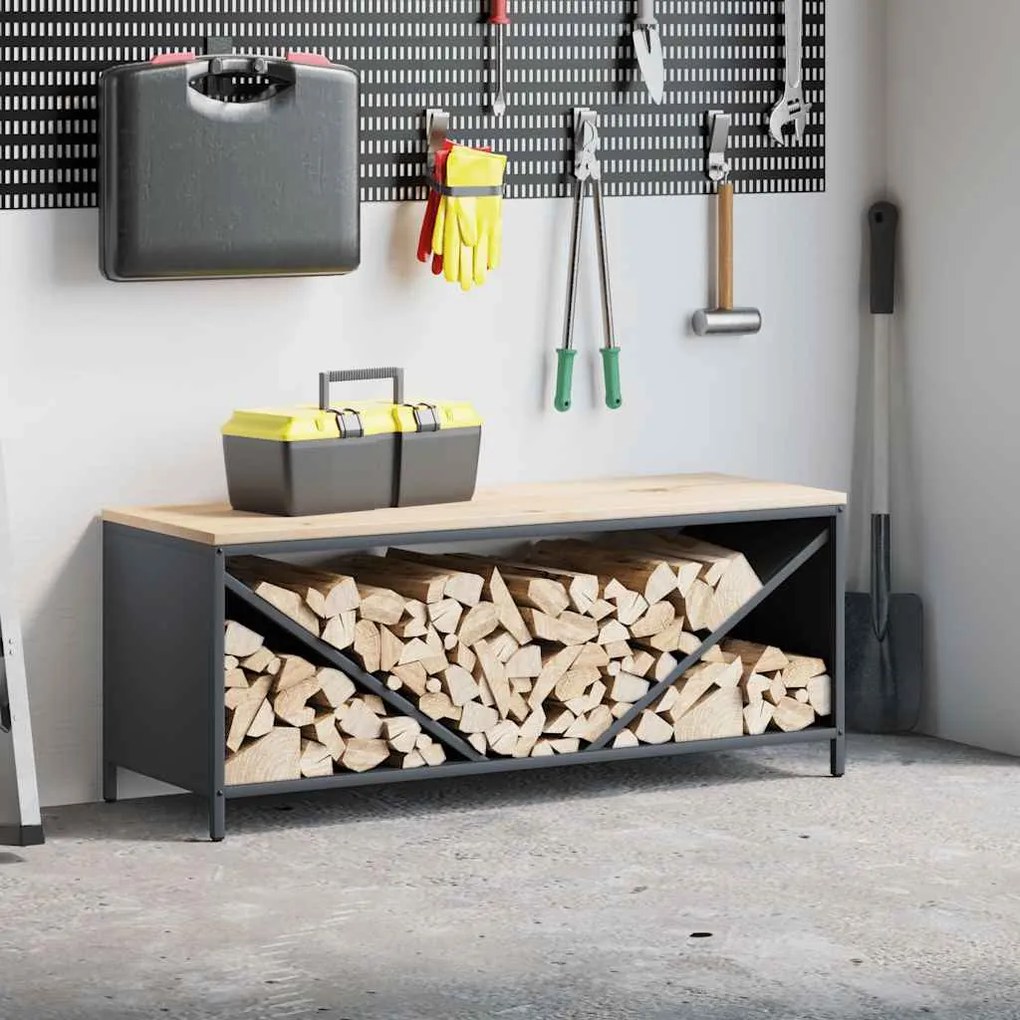 Rastrelliera Legna Da Ardere Con Piano Antracite 100x40x60 Cm /