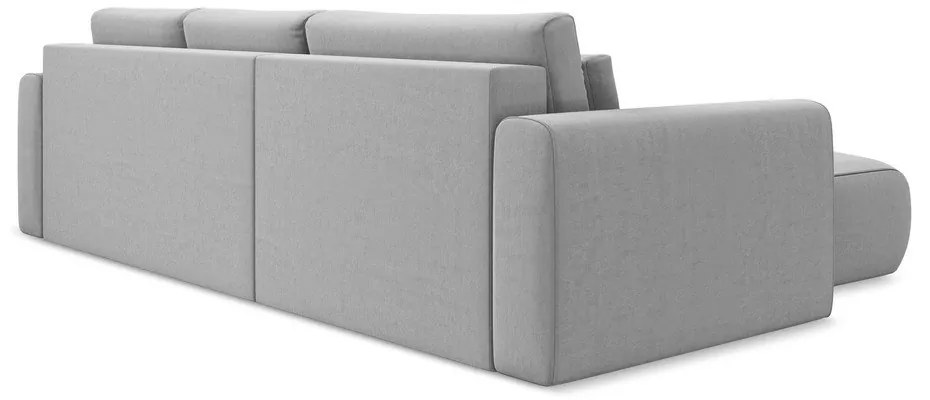 Divano angolare grigio chiaro allungabile/con contenitore (con penisola a sinistra/con chaise lounge) con rivestimento in velluto Kapua – Makamii