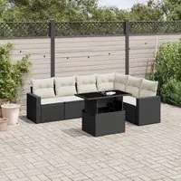 Set Divani da Giardino con Cuscini 7pz Nero Polyrattan 3267296