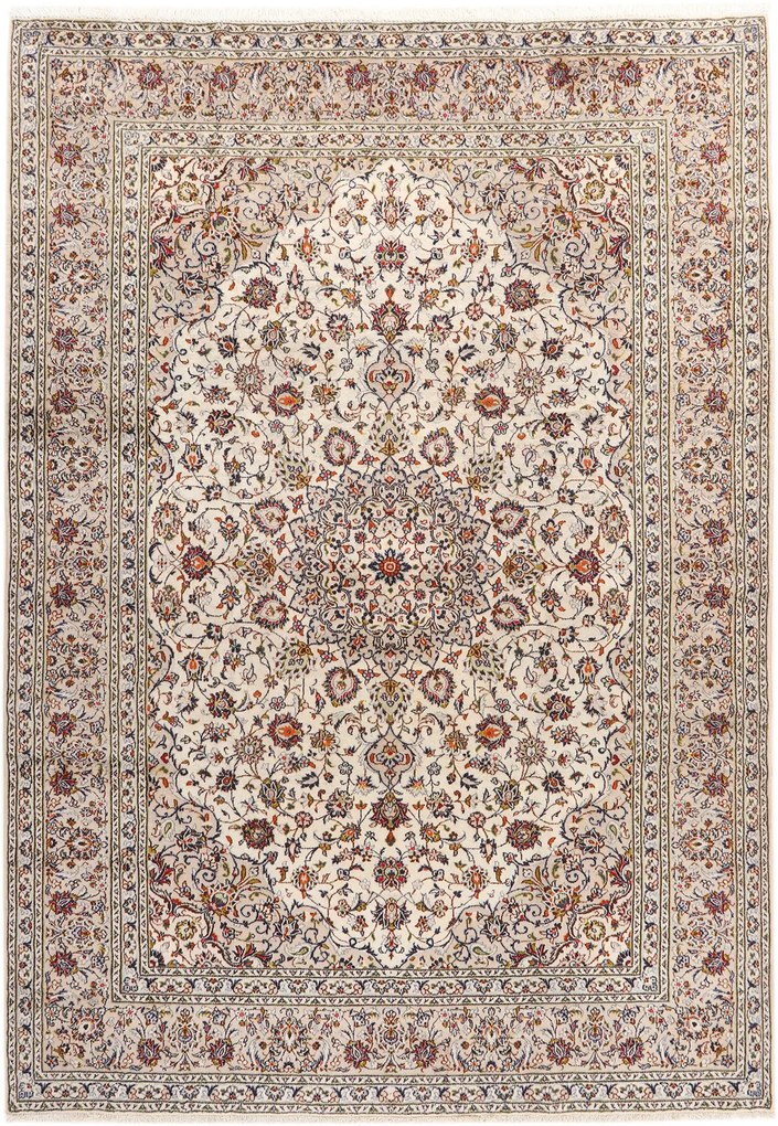 Kashan Tappeto 350 x 250 Beige (Iran) Annodato A Mano