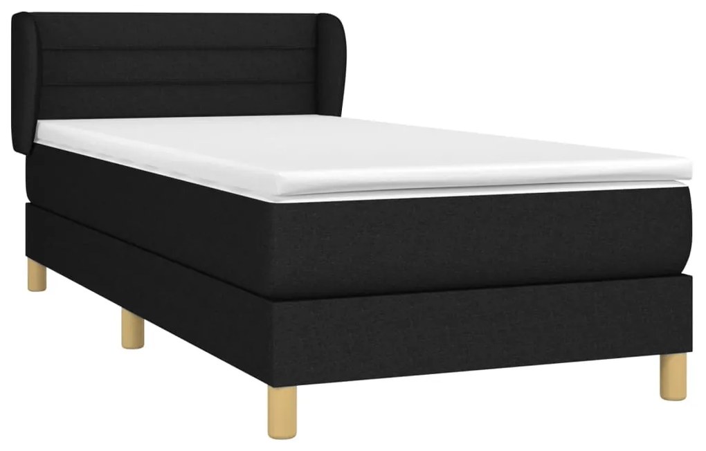 Giroletto a molle con materasso nero 90x190 cm in tessuto