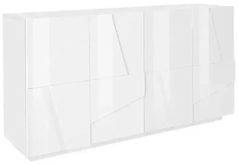 Credenza con 4 ante a battente in bianco lucido