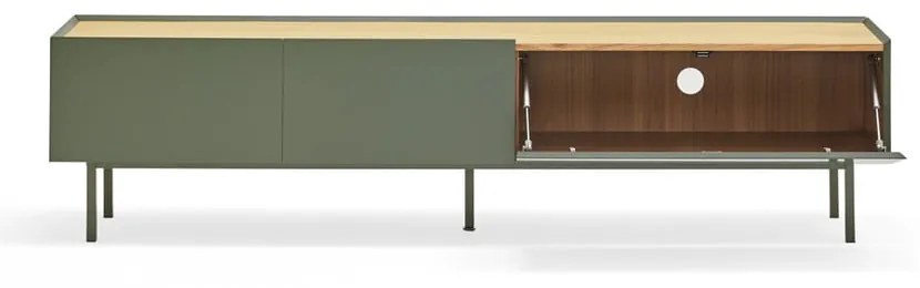 Tavolo TV in legno di rovere di colore verde-naturale 180x45 cm Arista - Teulat