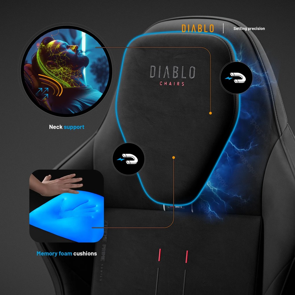 Sedia da gaming nera Diablo X.One Prime, Normal Size, Burned black