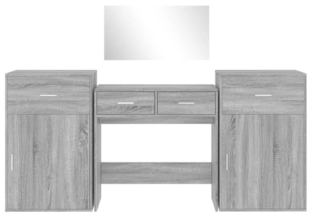 Set da toeletta 4 pz grigio sonoma in legno multistrato