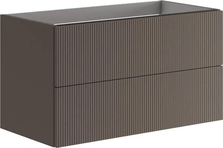 Mobile da bagno sospeso sotto lavabo Opera L 89.5 x H 50 x P 45.5 cm grigio opaco cannettato, 2 cassetti