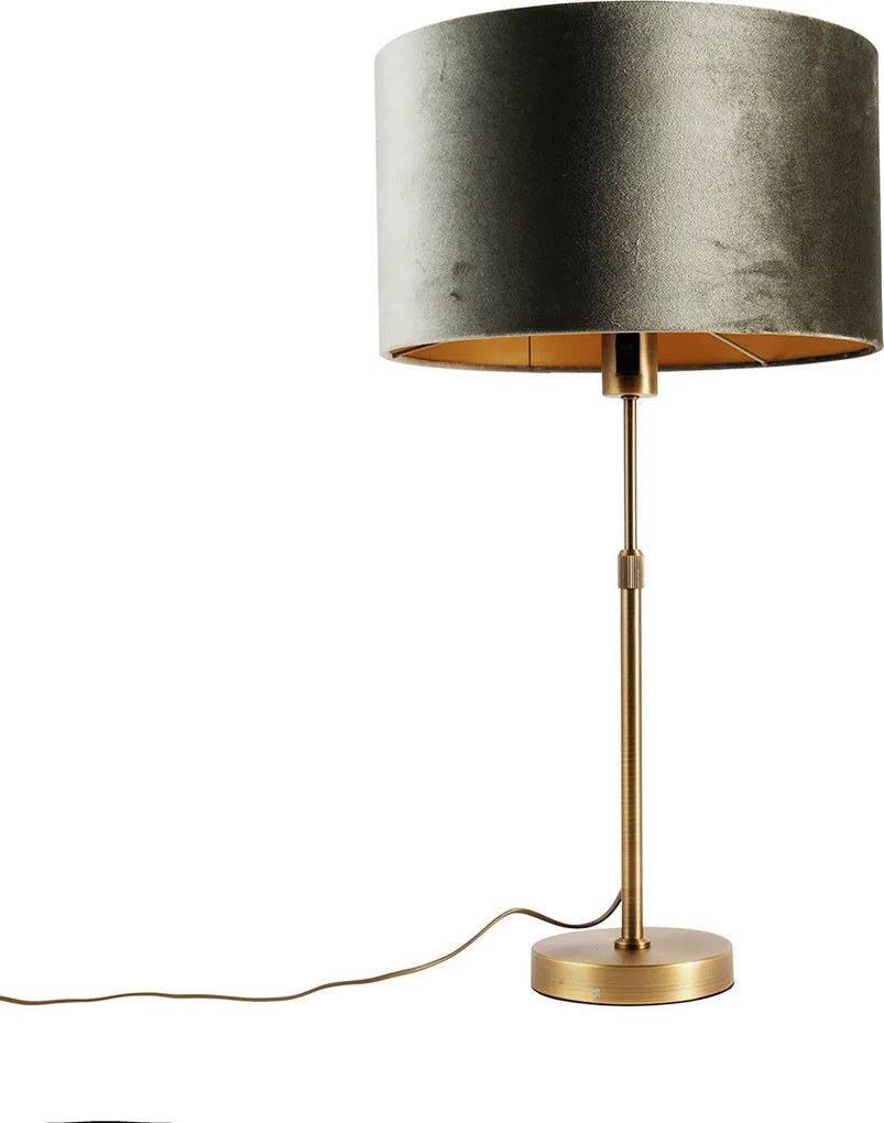 Lampada da tavolo bronzo con paralume in velluto verde 35cm - Parte