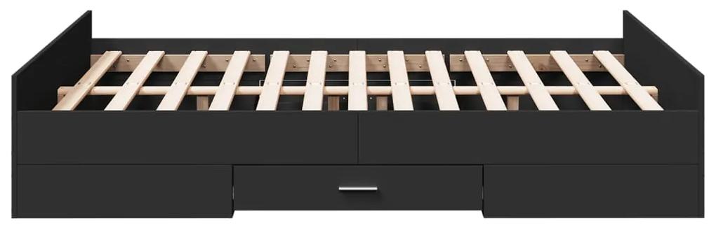 Giroletto con cassetti nero 135x190 cm in legno multistrato