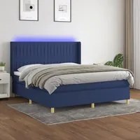 Letto a Molle con Materasso e LED Blu 160x200 cm in Tessuto 3139051