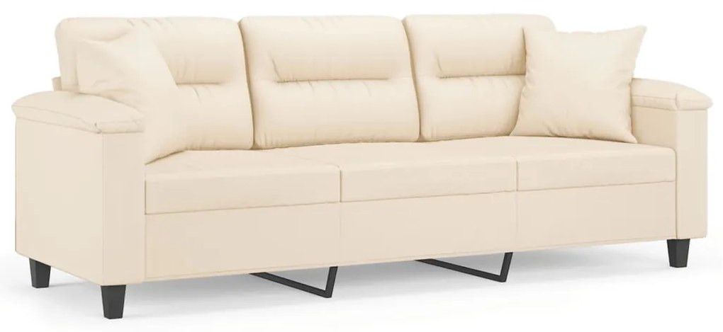 Divano a 3 posti con cuscini beige 180 cm tessuto microfibra