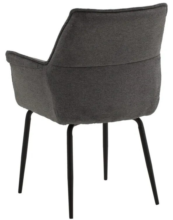 Set di sedie SHERMAN OAKS in tessuto grigio e gambe in metallo nero, con braccioli