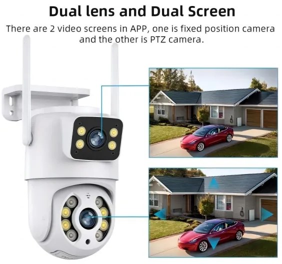 Immax NEO 07783L - Telecamera esterna smart DOUBLE 355° P/T 2x2MP IP65 Wi-Fi Tuy