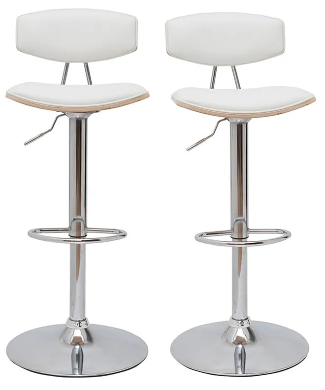 Sgabelli da bar design regolabili bianco e legno chiaro (set di 2) VASCO