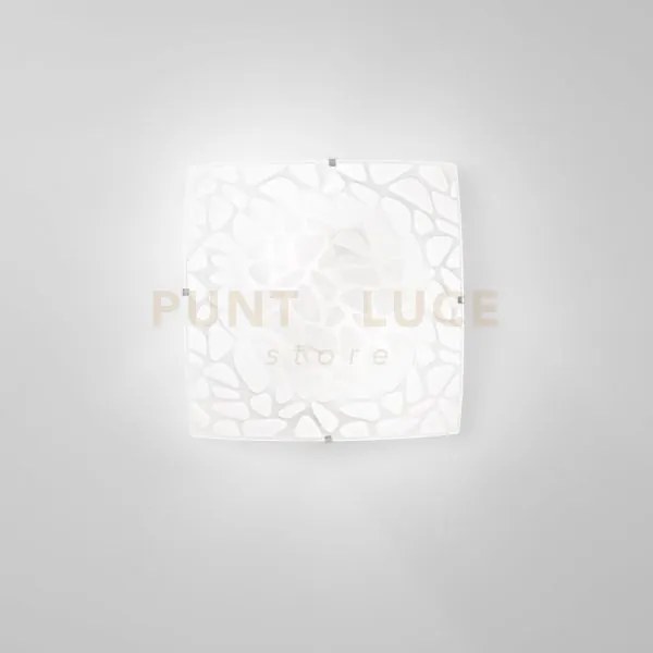 Plafoniera island bianca 2 luci attacco e27 30x30x9cm in vetro sati...