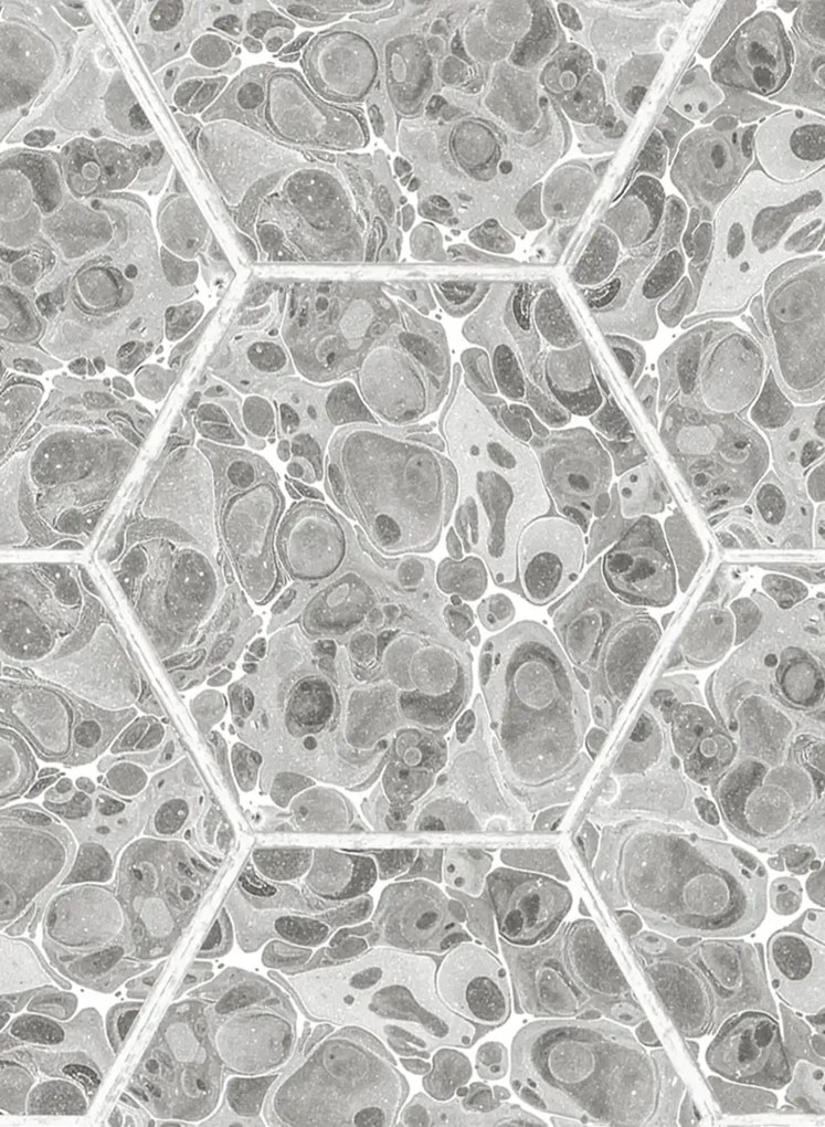 Rebel Walls Carta da parati Marbled Hexagon Tiles - Grey