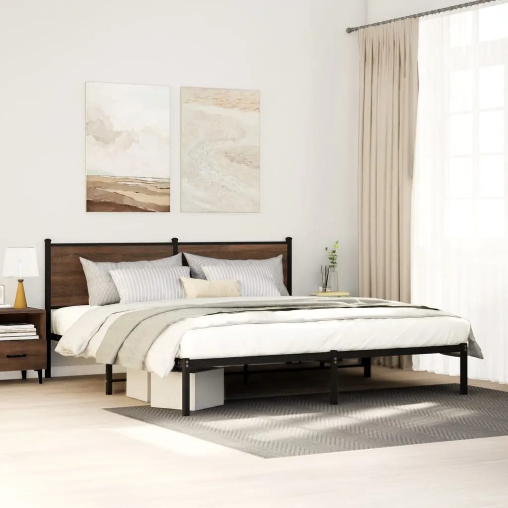 Giroletto Senza Materaso İn Metallo Rovere Marrone 200x200 Cm /