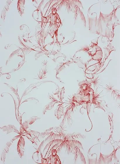 Nina Campbell Carta da parati Barbary Toile - Coral Red