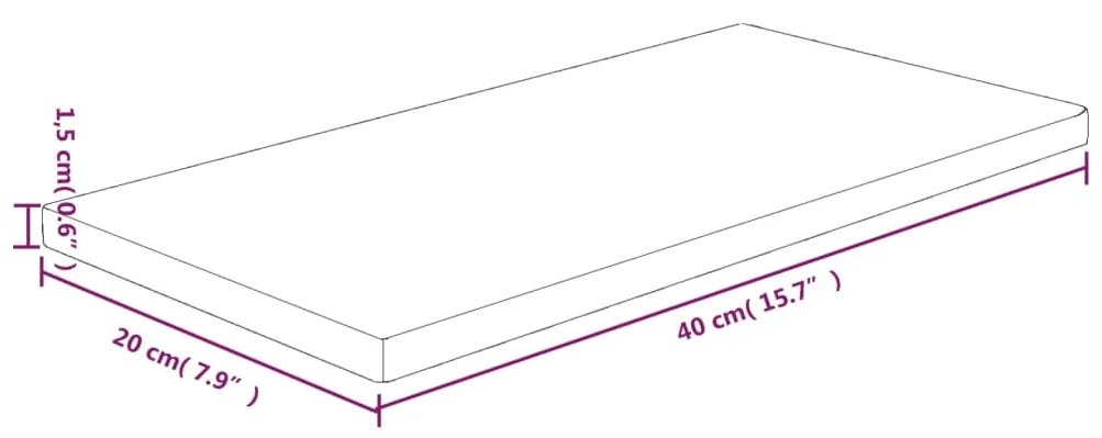 Ripiano 40x20x1,5 cm legno massello di rovere non trattato