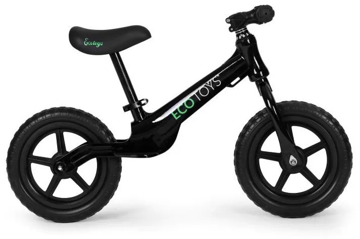 Bicicletta senza pedali nera per bambini con gomme tubeless