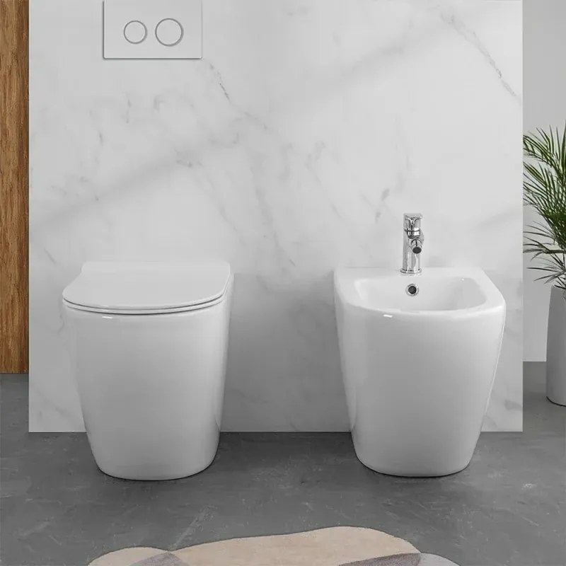 Wc per anziani filomuro H 50 cm con scarico traslato serie Comoda