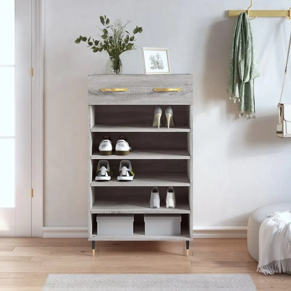 Scarpiera Grigio Sonoma 60x35x105 Cm İn Legno Multistrato /