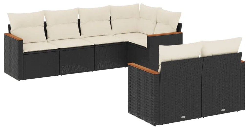 Set divani da giardino con cuscini 7pz nero polyrattan