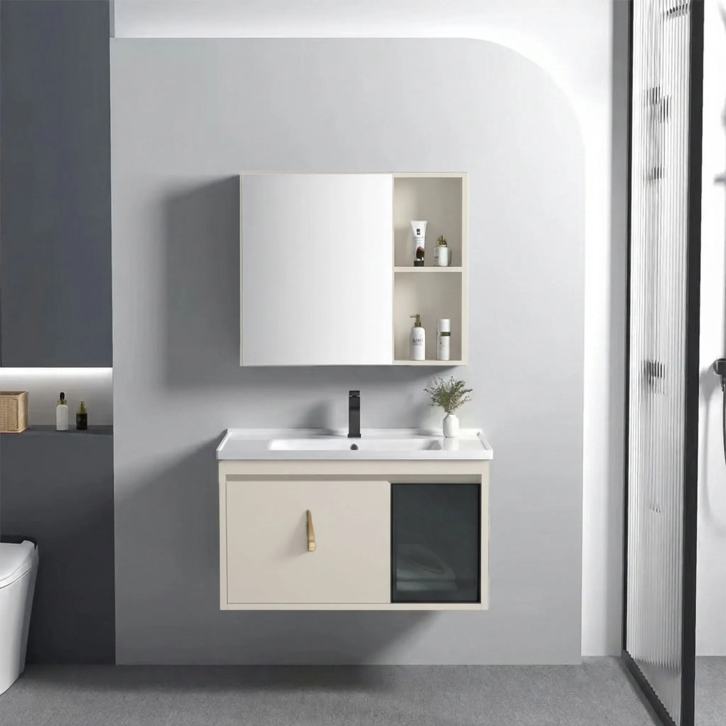 Set di mobili da bagno con lavabo Paris 60cm Beige