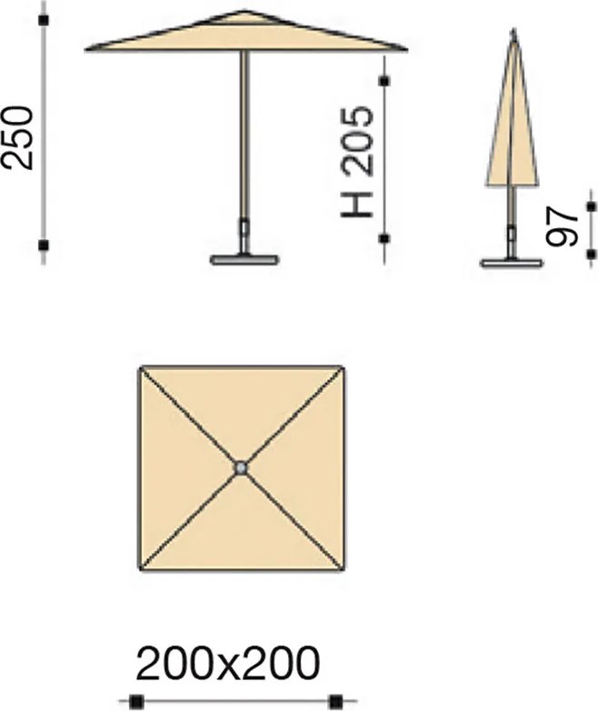 Ombrellone da Giardino 2x2 m Palo Ø38 mm in Alluminio Tessuto Olefin Trend Bordeaux...