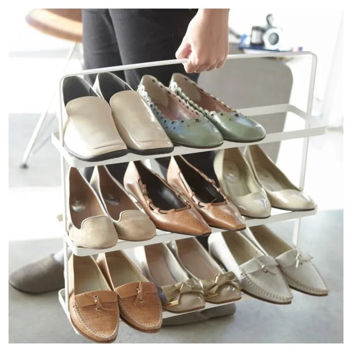 Scarpiera bianca in metallo Tower - YAMAZAKI