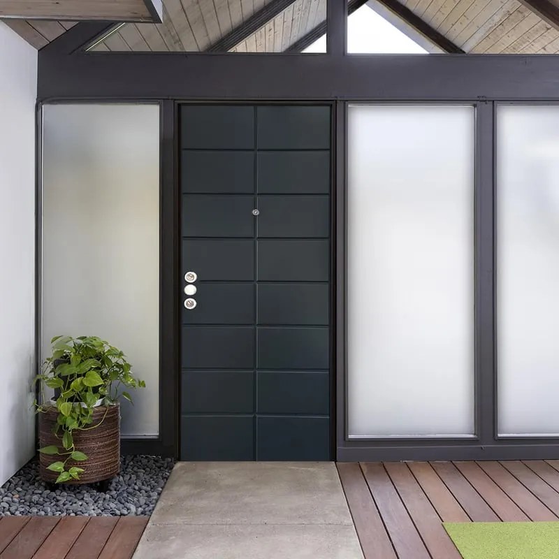 Porta blindata MASTER Hi-Secur L 80 x H 210 cm in MDF antracite/bianco, apertura spingere a destra, falso telaio incluso