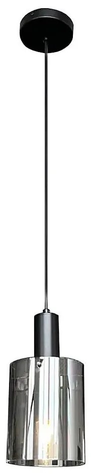 Lampadario a sospensione con filo ARCADIA 1xE27/60W/230V diametro 13 cm nero/fumé