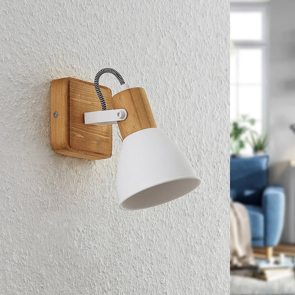 Lindby Merela, faretto da soffitto in legno e metallo a 1 luce.